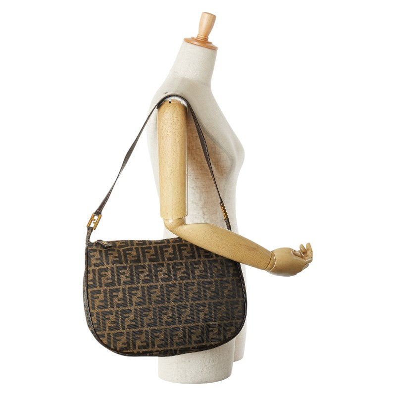 フェンディ ズッカ キャンバス レザー ショルダーバッグ