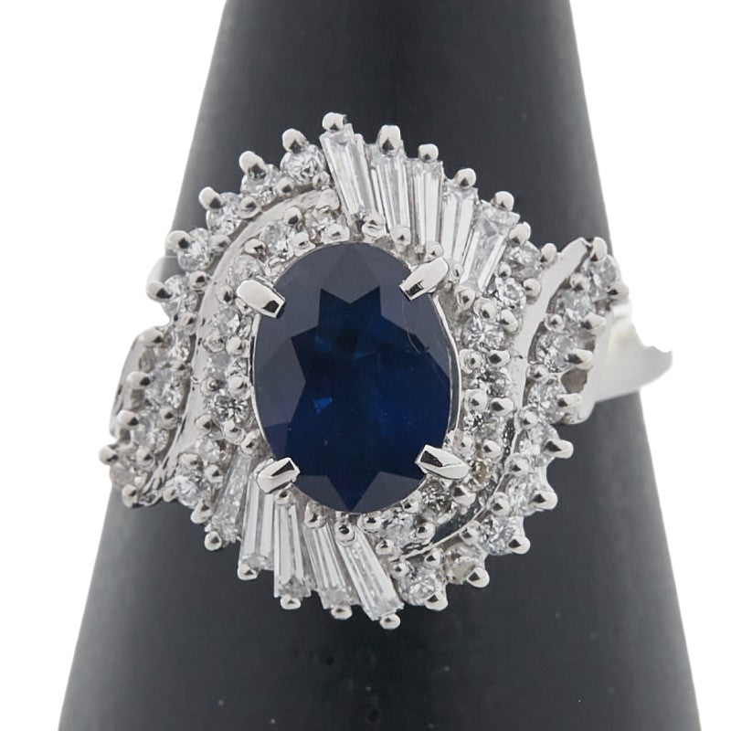 Pt900 プラチナ サファイア ダイヤモンド リング