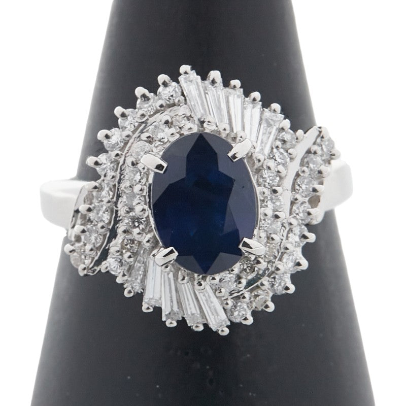 Pt900 プラチナ サファイア ダイヤモンド リング