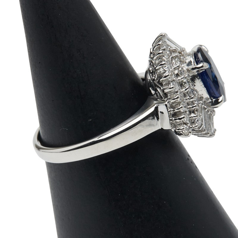 Pt900 プラチナ サファイア ダイヤモンド リング