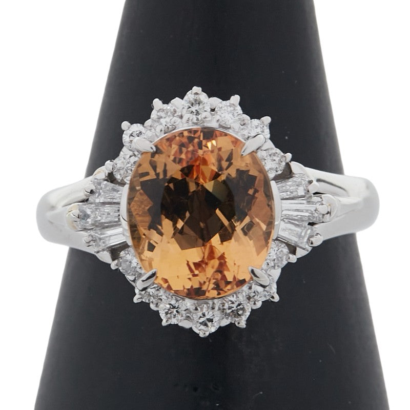 Pt900 プラチナ インペリアル トパーズ ダイヤモンド リング