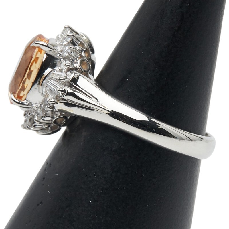 Pt900 プラチナ インペリアル トパーズ ダイヤモンド リング