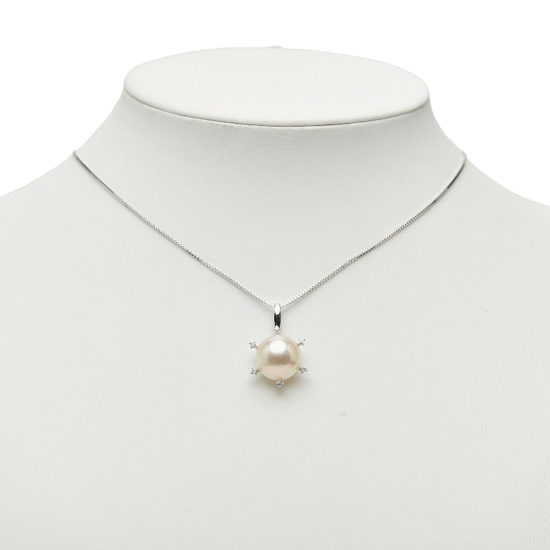 Tasaki K18WG マベ パール ダイヤモンド ペンダント ネックレス