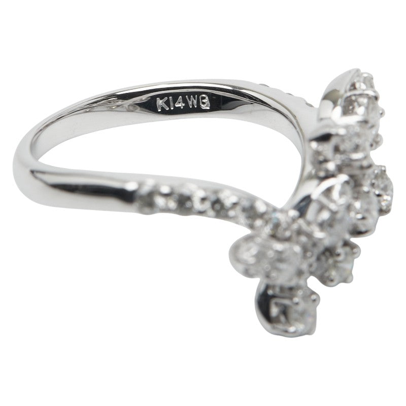 K14WG ホワイト ゴールド ダイヤモンド フラワー バタフライ リング