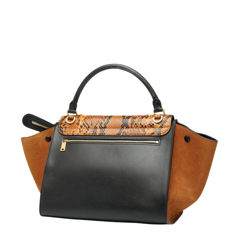 セリーヌ トラペーズ レザー パイソン スエード 2WAY バッグ