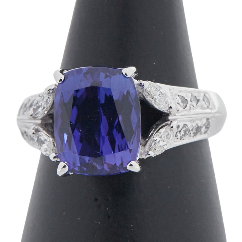 Au750 ホワイト ゴールド タンザナイト ダイヤモンド リング