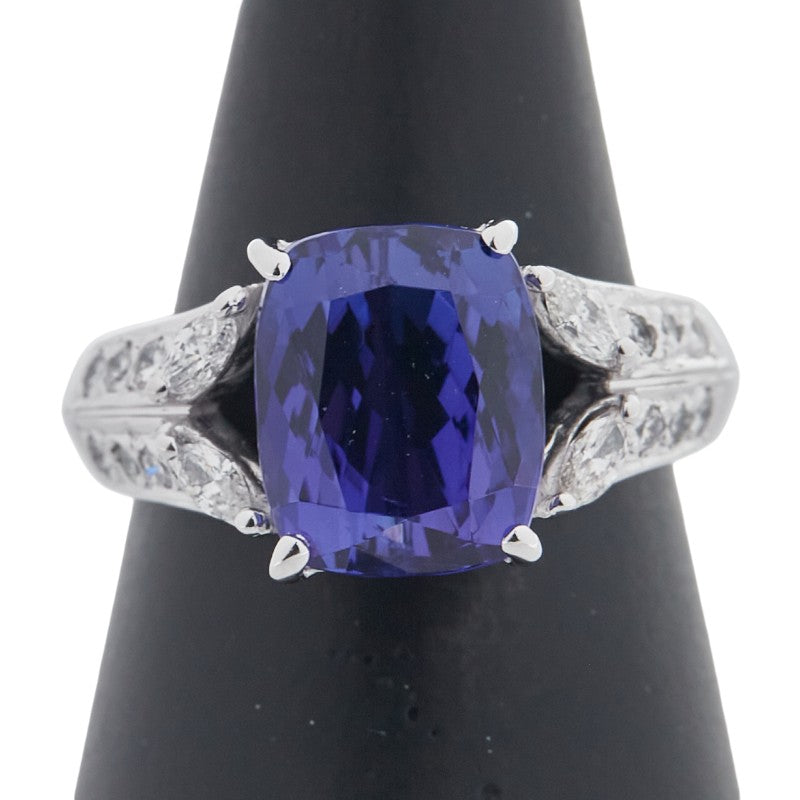 Au750 ホワイト ゴールド タンザナイト ダイヤモンド リング