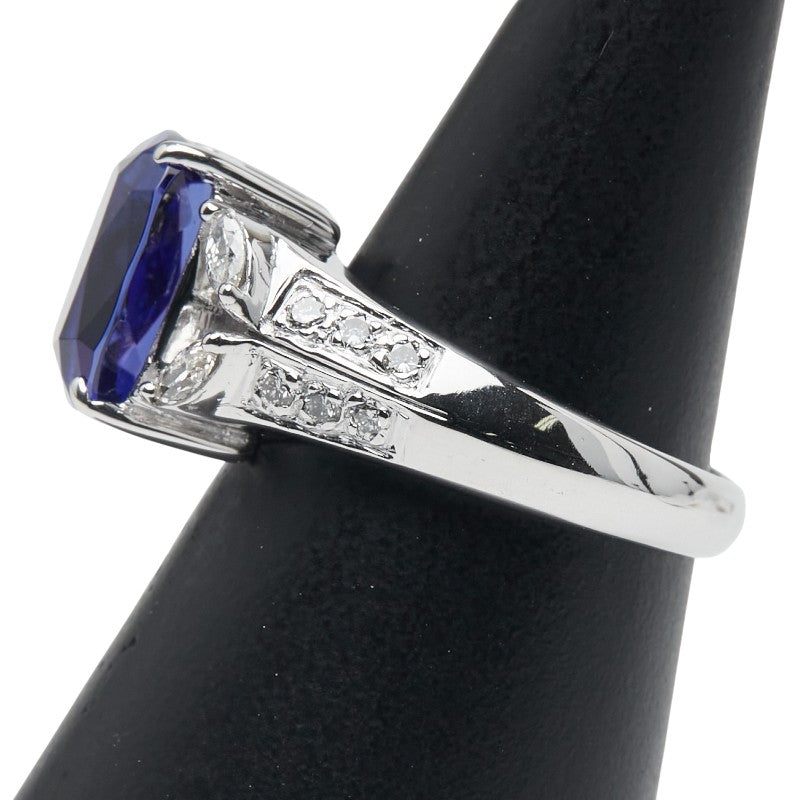 Au750 ホワイト ゴールド タンザナイト ダイヤモンド リング