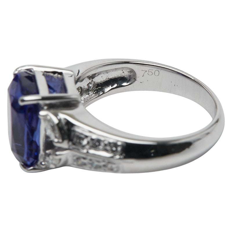Au750 ホワイト ゴールド タンザナイト ダイヤモンド リング