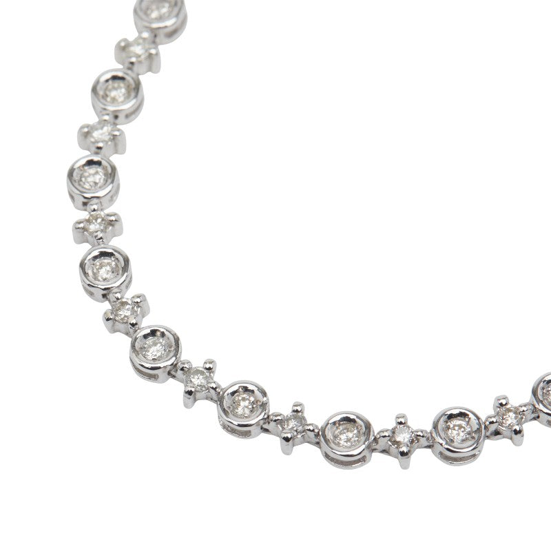 Au750 ホワイト ゴールド テニス チェーン ダイヤモンド ブレスレット