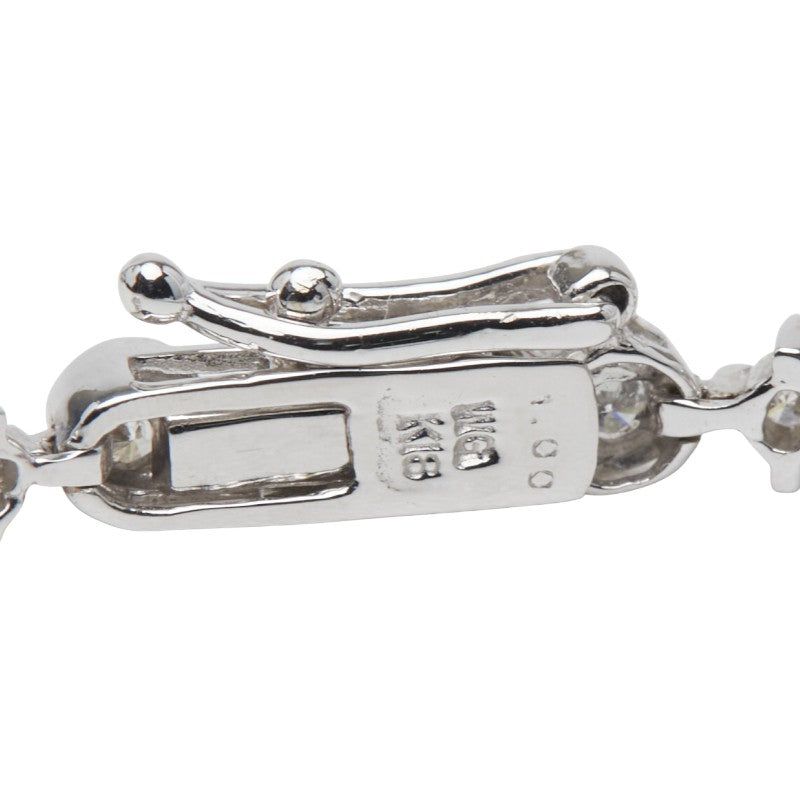 Au750 ホワイト ゴールド テニス チェーン ダイヤモンド ブレスレット