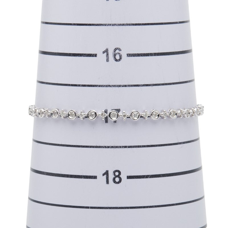 Au750 ホワイト ゴールド テニス チェーン ダイヤモンド ブレスレット