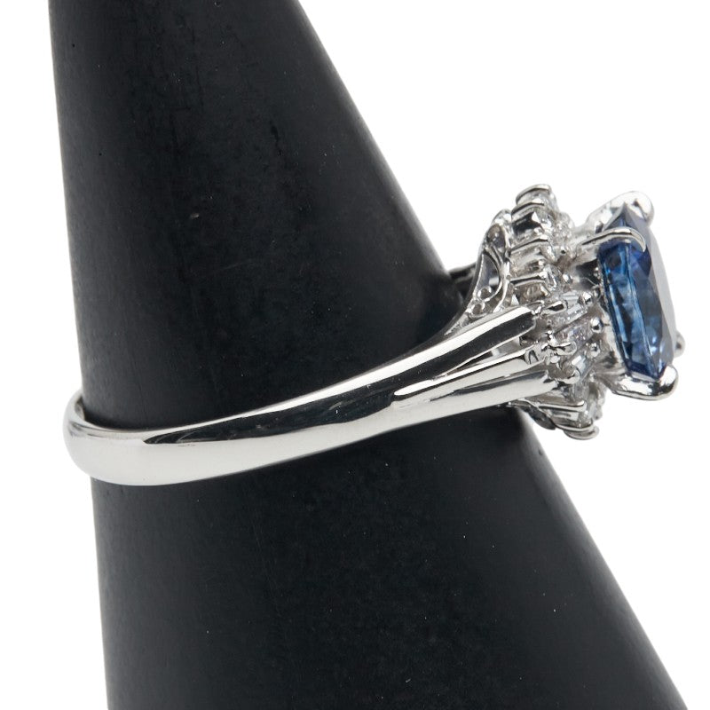 Pt900 プラチナ サファイア ダイヤモンド リング