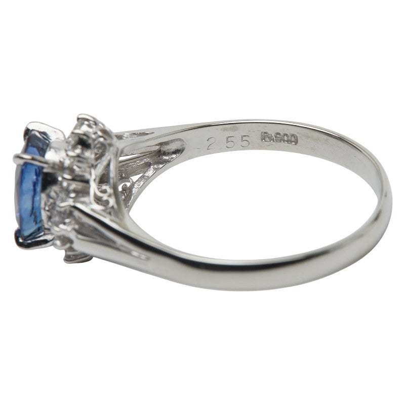 Pt900 プラチナ サファイア ダイヤモンド リング