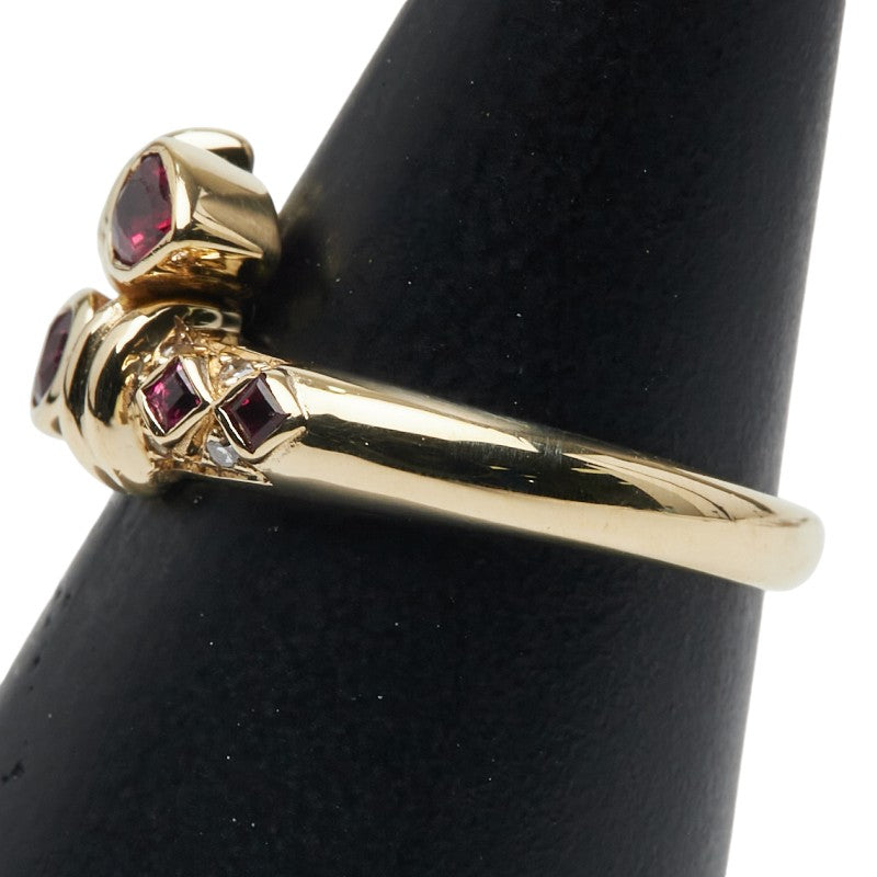 Au750 イエロー ゴールド ルビー ダイヤモンド リング
