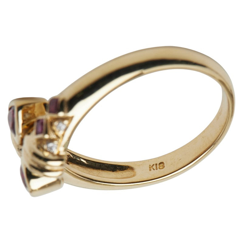 Au750 イエロー ゴールド ルビー ダイヤモンド リング