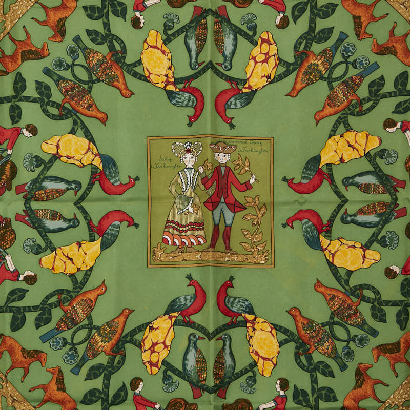 エルメス アーリーアメリカ シルクスカーフ