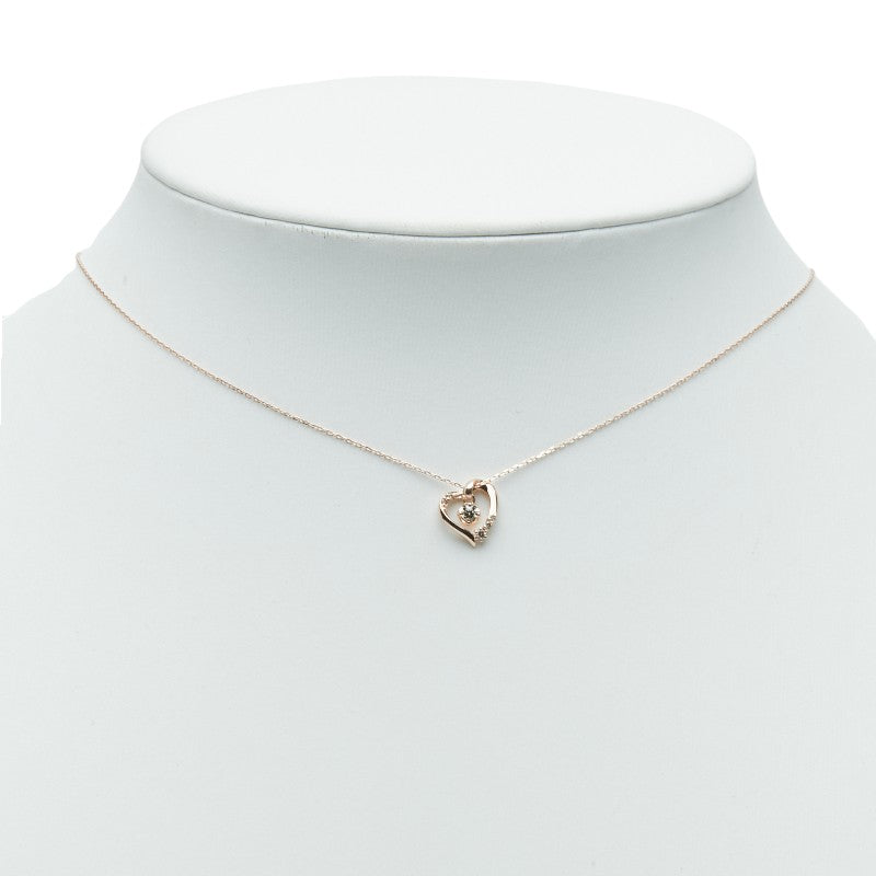 カナルヨンドシー K10PG ダイヤ ハート ペンダントネックレス