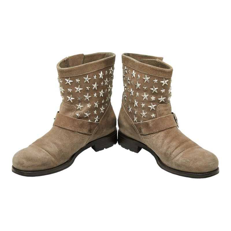 ジミーチュウ スタースタッズ レザー スエード ショートブーツ
