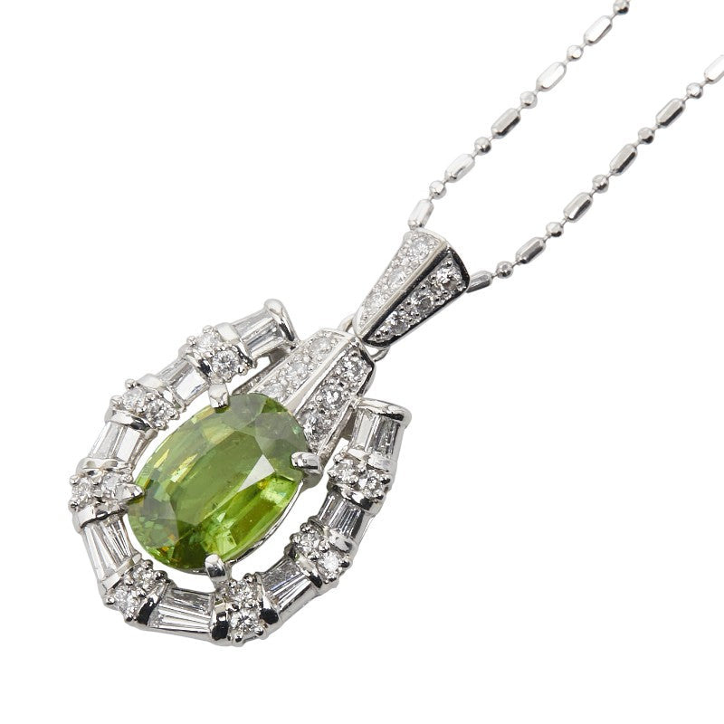 Pt900 Pt850 プラチナ スフェーン2.57ct ダイヤ0.56ct ペンダントネックレス