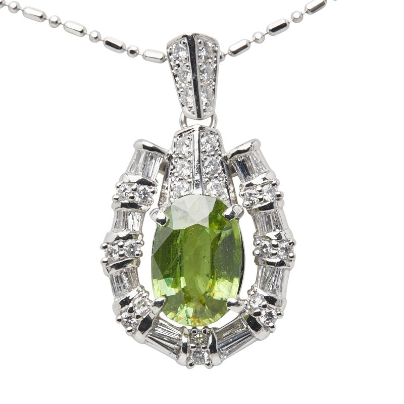 Pt900 Pt850 プラチナ スフェーン2.57ct ダイヤ0.56ct ペンダントネックレス