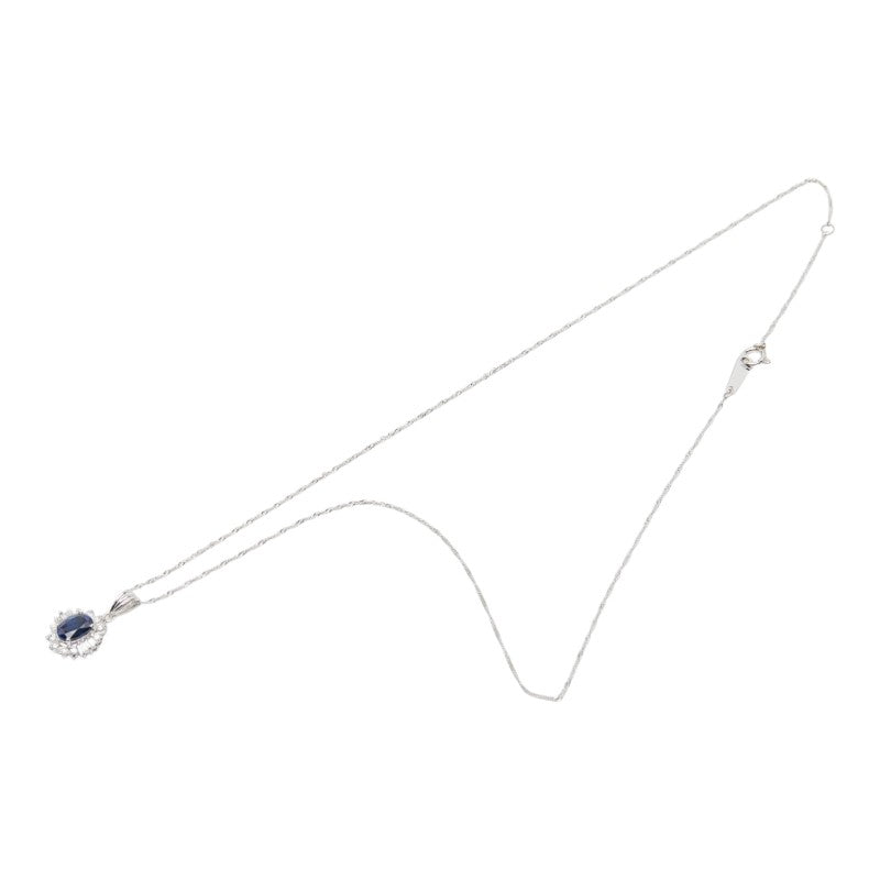 プラチナ Pt900 Pt850 サファイア1.00ct ダイヤ0.30ct フラワーモチーフ ペンダントネックレス