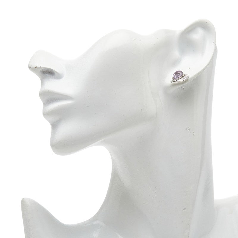 プラチナPt850 アメシスト ダイヤモンド ハート ピアス