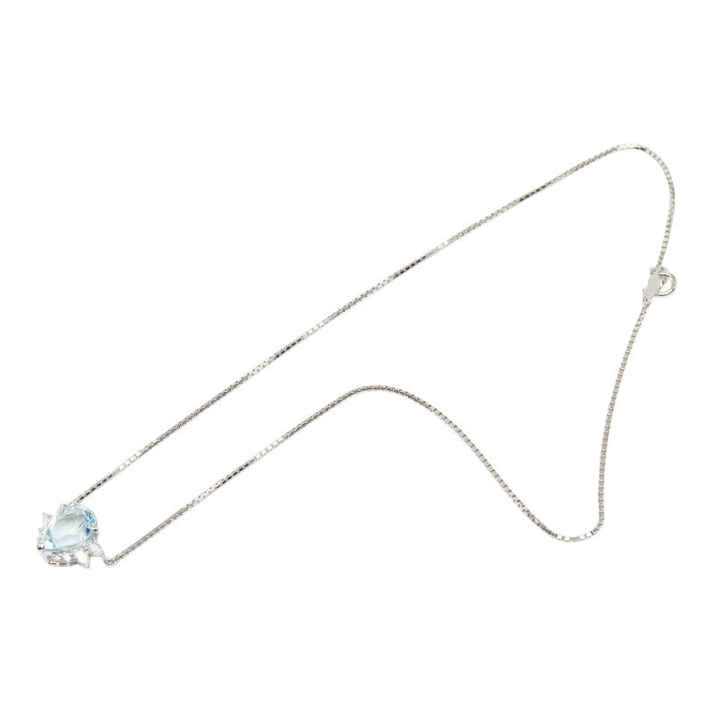 プラチナ Pt850 アクアマリン ダイヤモンド ペアシェイプカット ペンダントネックレス