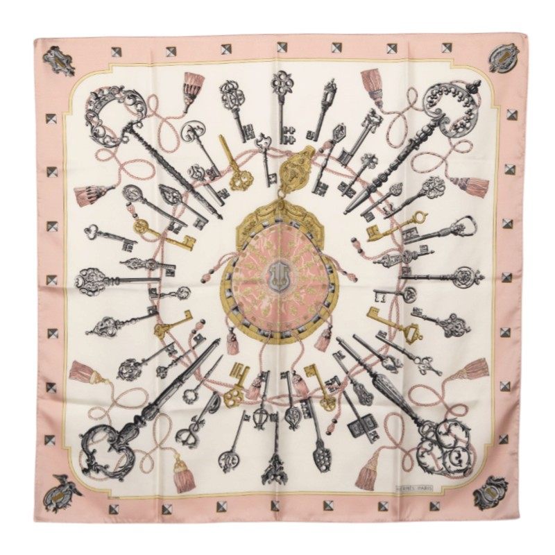 エルメス カレ90 LES CLES シルクスカーフ