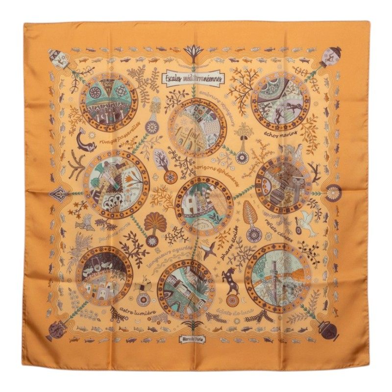 エルメス Escales Mediterraneennes シルク大判スカーフ