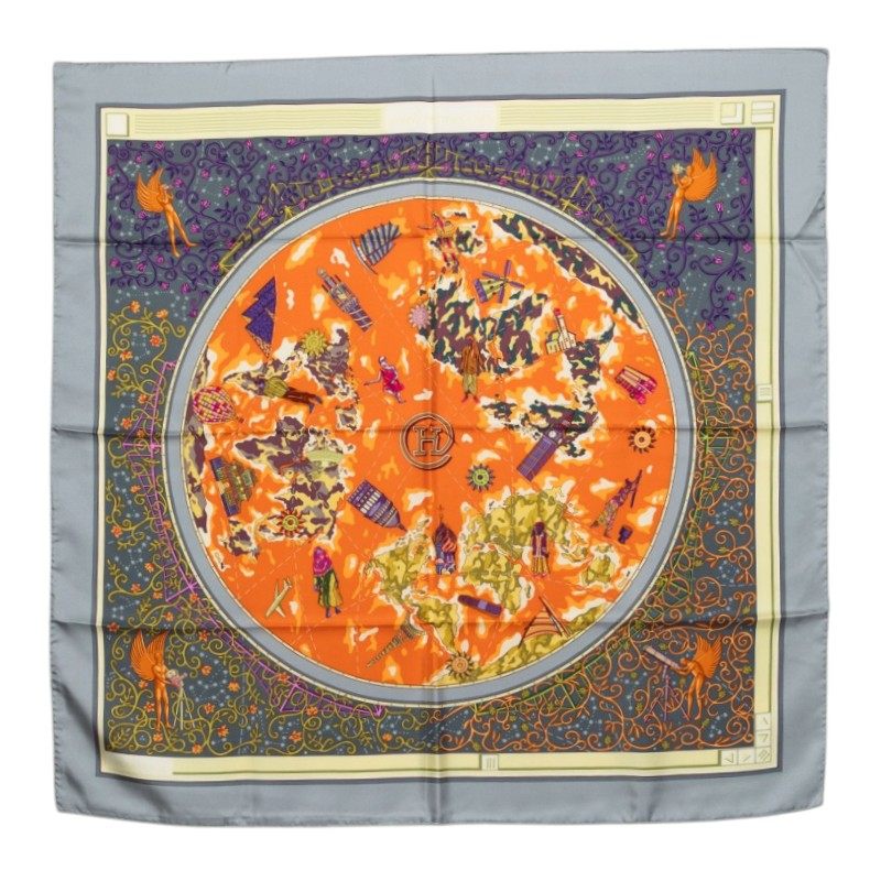 エルメス カレ90 www.hermes.com 世界地図 シルクスカーフ