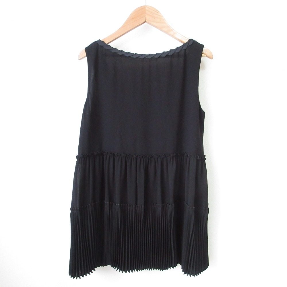 FOXEY NEW YORK ティアードプリーツノースリーブブラウス