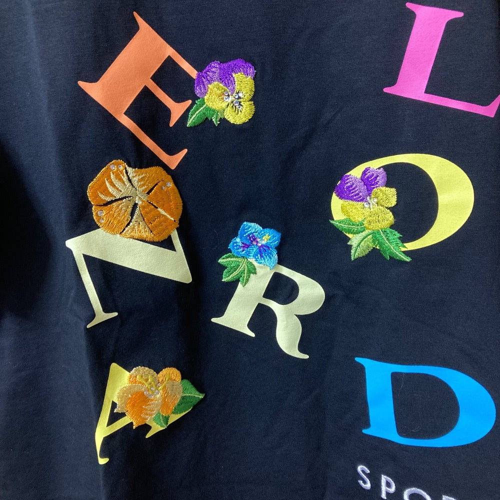 レオナールスポーツ フラワー刺繍ロゴプリントコットンTシャツ