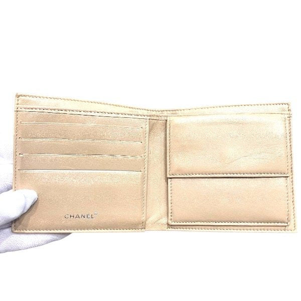 シャネル ニュートラベルライン キャンバス レザー 二つ折り財布