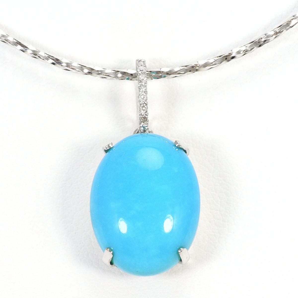 Au750ホワイトゴールドターコイズダイヤネックレス