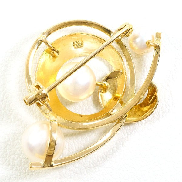 Au750 イエロー ゴールド アコヤ パール ブローチ