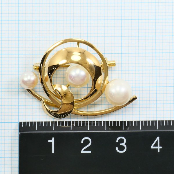 Au750 イエロー ゴールド アコヤ パール ブローチ