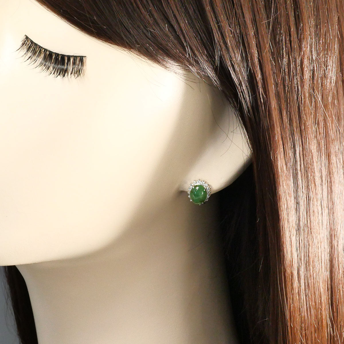 プラチナ ヒスイ ダイヤモンド ピアス