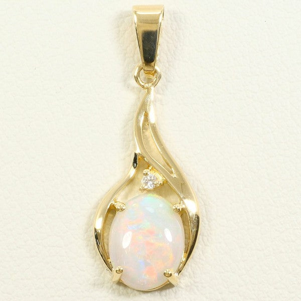 K14 イエロー ゴールド オパール ダイヤモンド ペンダント