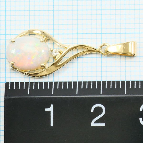 K14 イエロー ゴールド オパール ダイヤモンド ペンダント