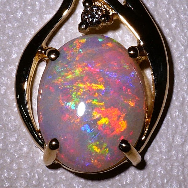 K14 イエロー ゴールド オパール ダイヤモンド ペンダント