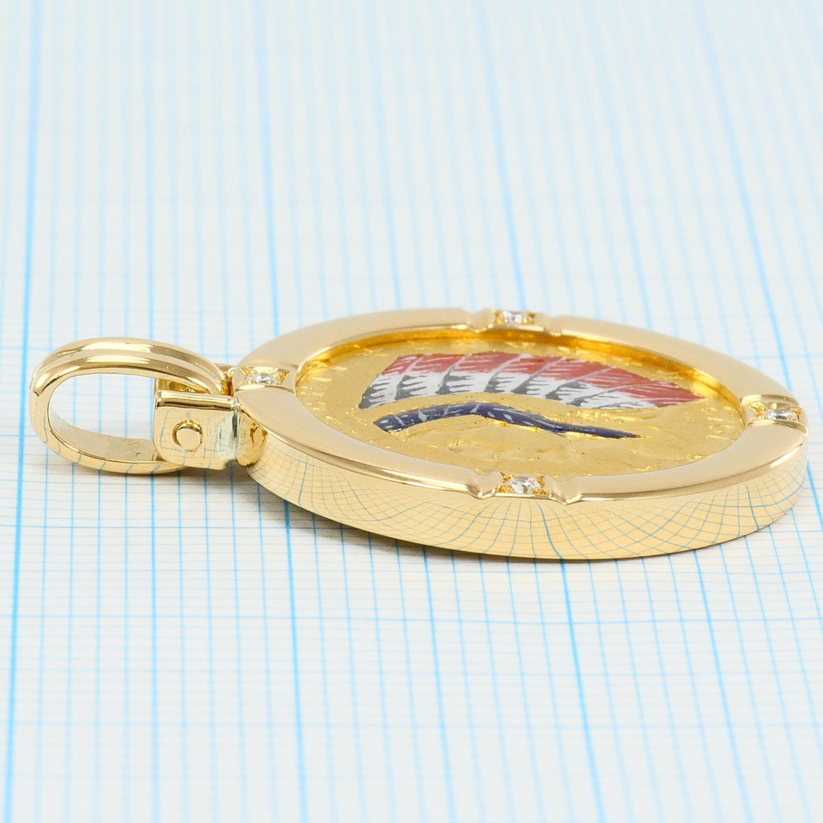 Au900 コイン Au750 ペンダント トップ ダイヤモンド