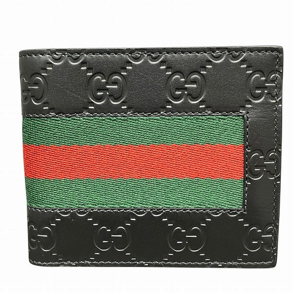 グッチ GGシグネチャー レザー二つ折り財布