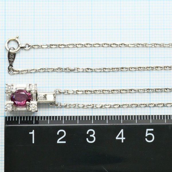 PT900 プラチナ ガーネット ダイヤモンド ネックレス