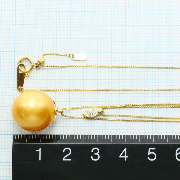 Au750 パール イエローダイヤ ネックレス