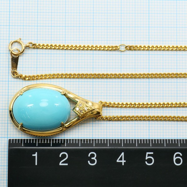 Au750 ターコイズ ダイヤモンド ネックレス