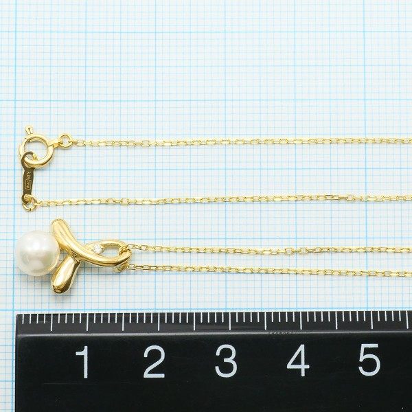 Au750イエローゴールド パール ダイヤモンド ネックレス