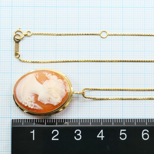 Au750 シェルカメオ 2wayネックレスブローチ