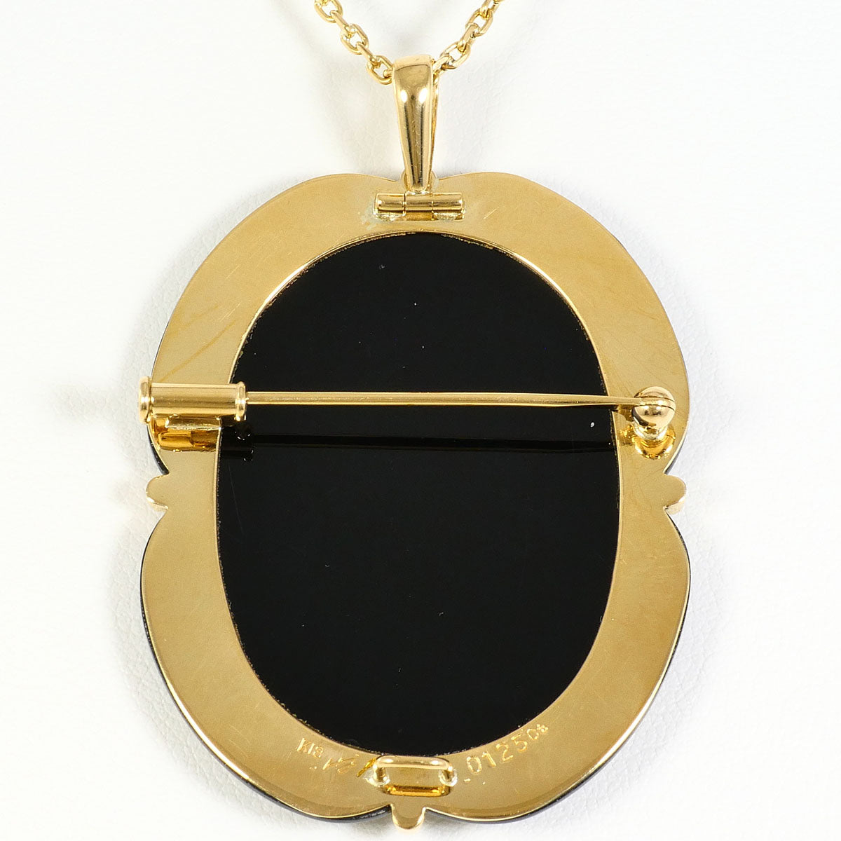 Au750 Stone Cameo Onyx Diamond 2way Necklace Brooch