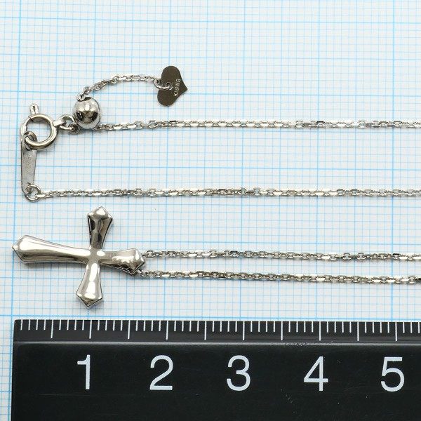 Au750ホワイトゴールドクロスネックレス